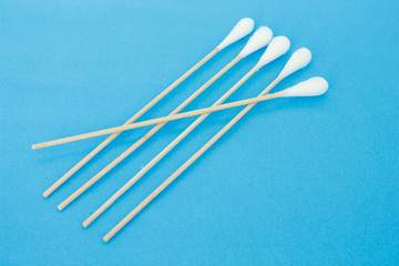 cotton bud, swab clean healthcare on blue background