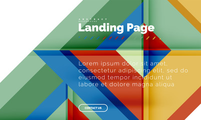 Square shape geometric abstract background, landing page web design template