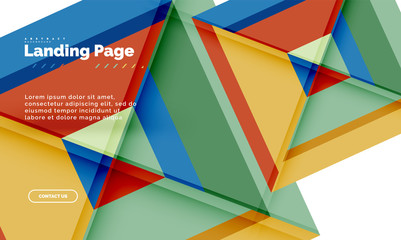 Square shape geometric abstract background, landing page web design template