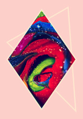 Decorative rainbow rose in polygon