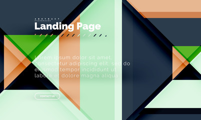 Square shape geometric abstract background, landing page web design template