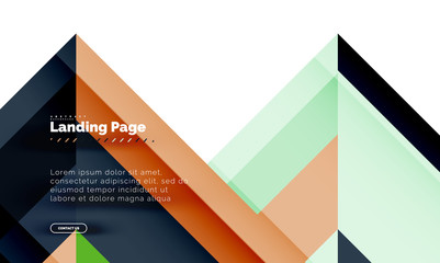 Square shape geometric abstract background, landing page web design template