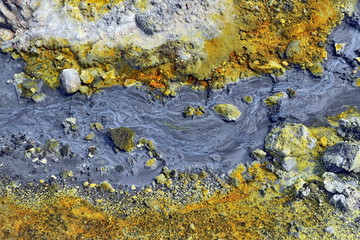 Geyser stream on White Island in New Zealand