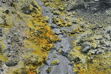 Geyser stream on White Island in New Zealand
