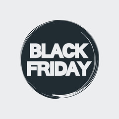 Icono plano BLACK FRIDAY en forma circular en fondo gris