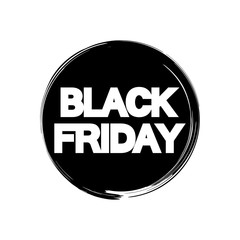 Icono plano BLACK FRIDAY en forma circular en negro y fondo blanco