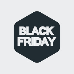 Icono plano BLACK FRIDAY en hexagono en fondo gris