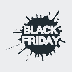 Icono plano BLACK FRIDAY espacio negativo en salpicadura en fondo gris