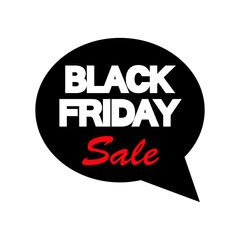 Icono plano BLACK FRIDAY Sale en burbuja en negro y fondo blanco