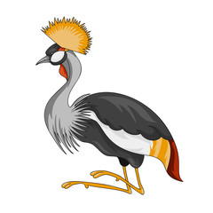 Black crowned crane bird icon