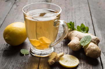 ginger tea with mint and lemon - 216369311