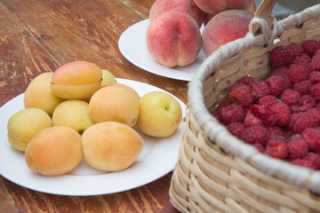 Fruits background, ripe vegetarian or diet healthy food, group of products