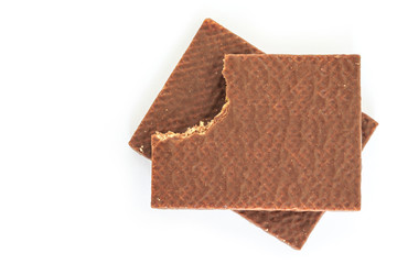 wafer chocolate dessert on white background