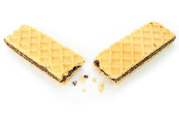 wafer chocolate dessert on white background