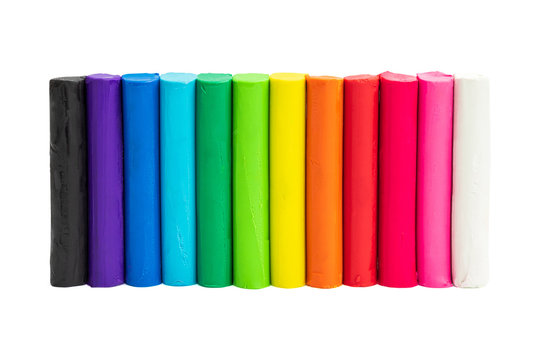 Colorful Plasticine isolated on white background. Colors of modelling clay. ( Clipping path )