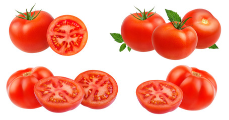 Fresh tomato isolated on white background with clipping path