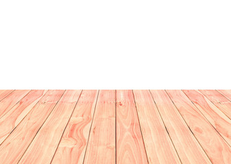 Empty brown wood floor isolated on white background. for montage of your product