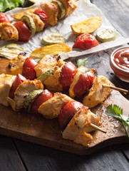  grilled meat and vegetables