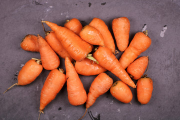 Pile of carrots on slate
