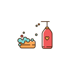 Soap icon. Thin line art colorful icon, Vector flat illustration