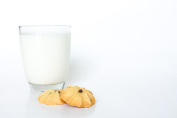 cookies and milk on white background