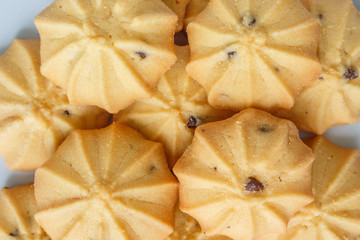 chocolate chip cookies biscuits on white bakcground