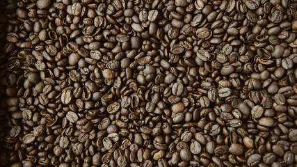 Roasted coffee beans for picture background.