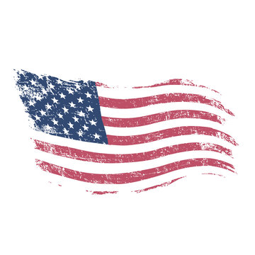 American flag in grunge style .