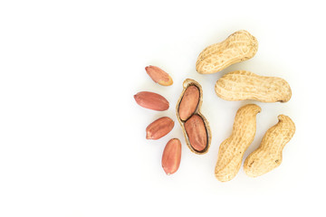 peanut pile top view on white background
