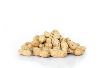 peanut in shell pile on white background