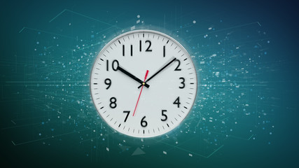 Clock timer isolated on a background 3d rendering