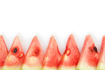 watermelon red slice frame border on white background