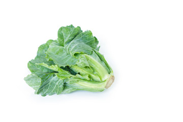 chinese kale top view on white background