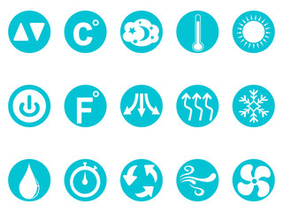 air conditioner round button icons set