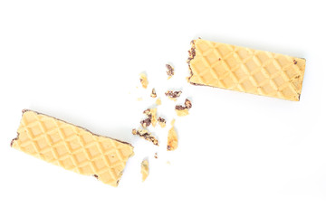 wafer chocolate dessert on white background