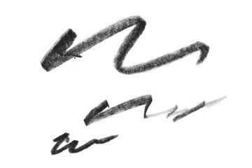 Collection of pencil strokes imitating signatures, isolated on white background