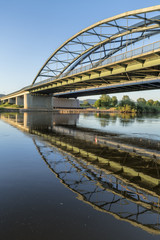 Fototapeta na wymiar Doppekbrücke Brücke Weser Hessisch Oldendorf