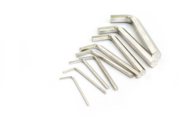 hexagon tool allen wrench set repair fix on white background