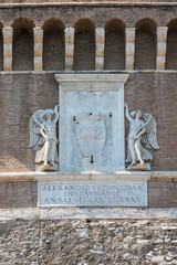Detail of a sculpture above the entrance  to the Castel Sant'Angelo museum in Rome, Italy