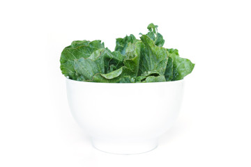chinese kale on bowl on white background
