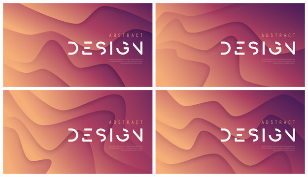 Set of vector abstract wavy backgrounds, trendy minimalist futur
