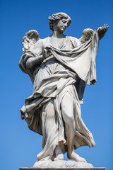 Angel with the garment and dice by Paolo Naldini on the Pont Sant'Angelo bridge in Rome