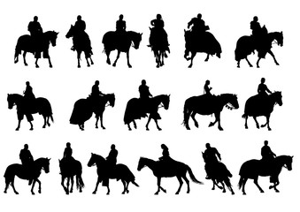 Vintage knight on horseback on a white background