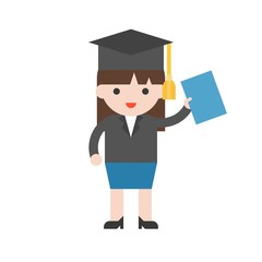 Cute character, graduate student and diploma in flat design