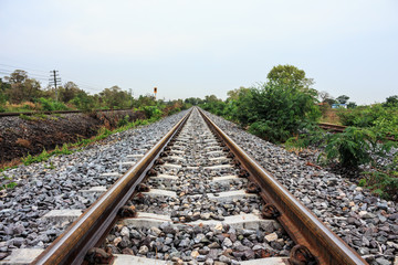 Fototapeta na wymiar railway track train rail railroad travel transportation outdoor background