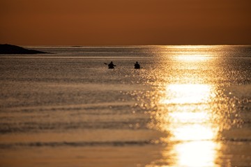 paddler at the sunset