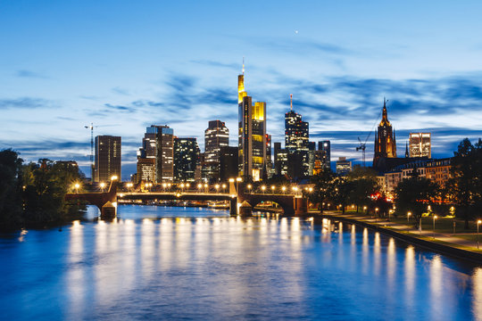 Frankfurt city view from river Main