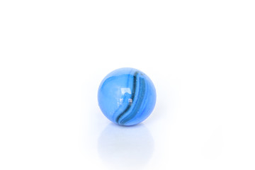blue glass ball sphere decoration on white background