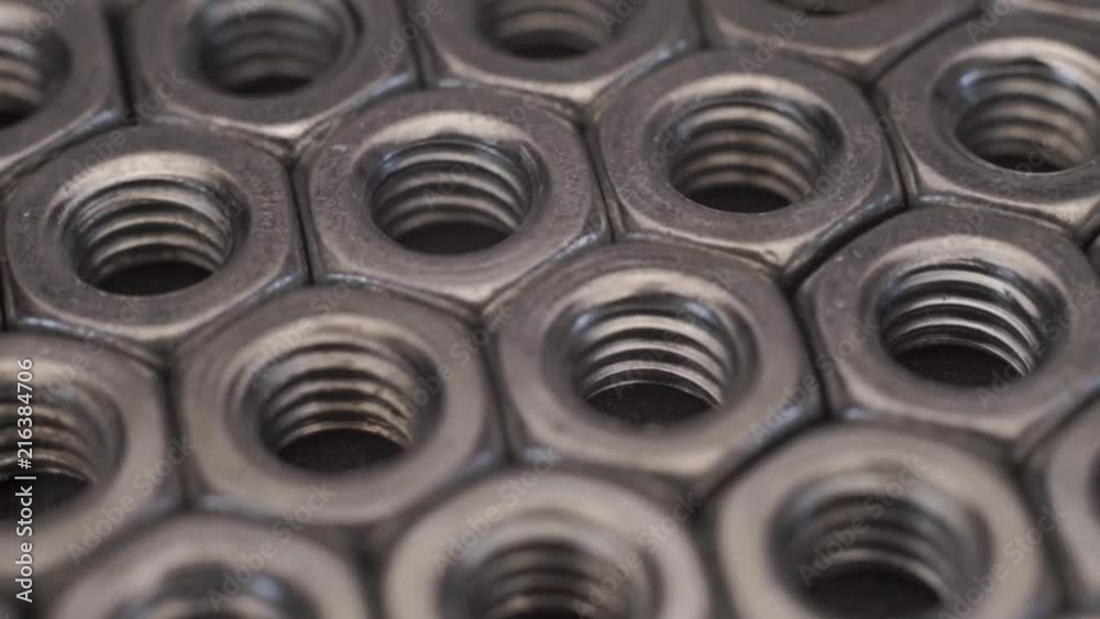 Poster Screw-nut rotation 360 degrees. Macro view.
