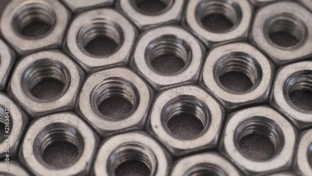 Poster Screw-nut rotation 360 degrees. Macro view.
